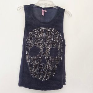Dolled Up Embellished Skull Tank Size M